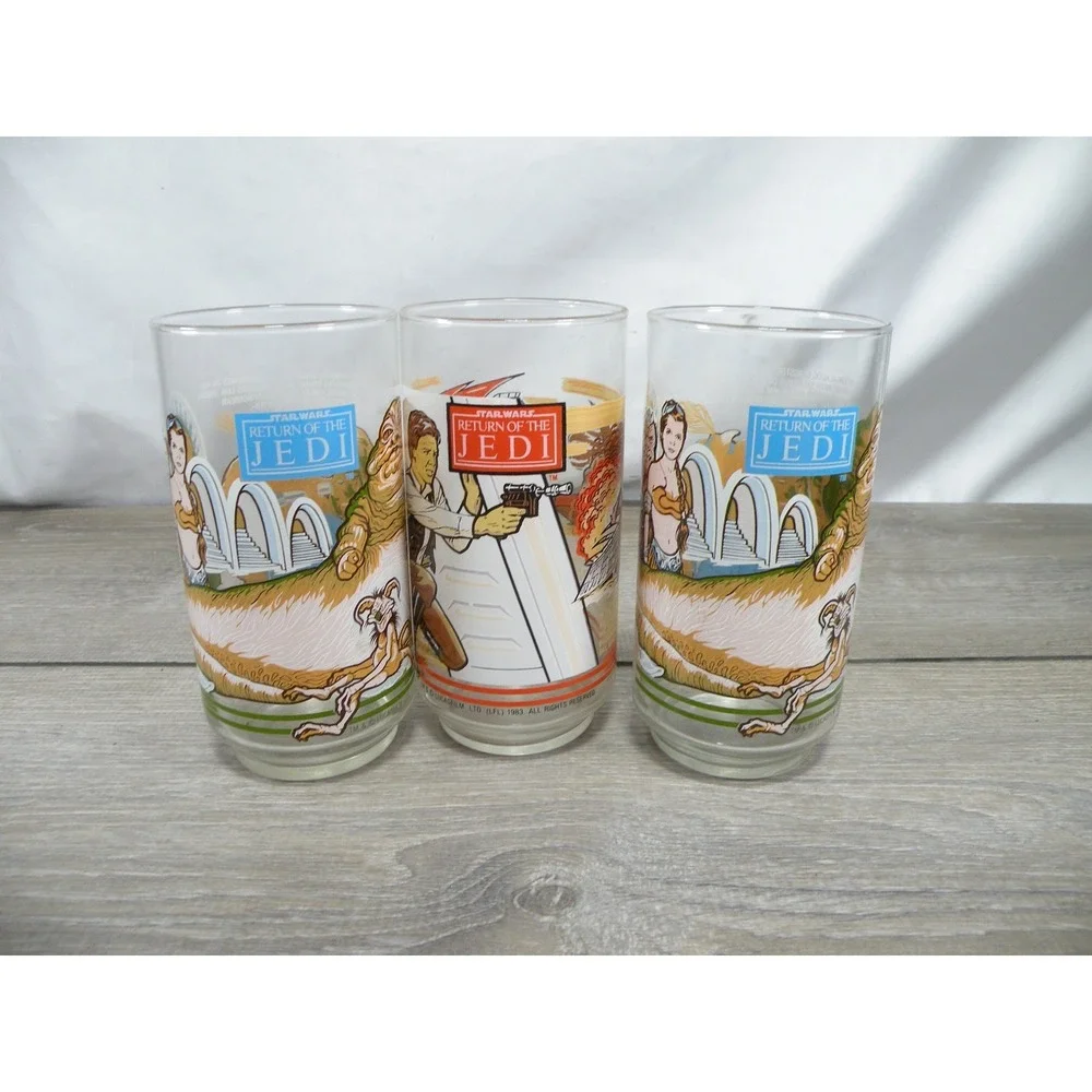 Vintage 1983 Coca-Cola Burger King Star Wars Return of the Jedi Glasses Set of 3